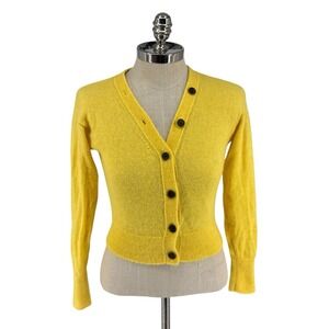 Madewell Womens Small Yellow Alpaca Blend Button Cardigan Twee Preppy